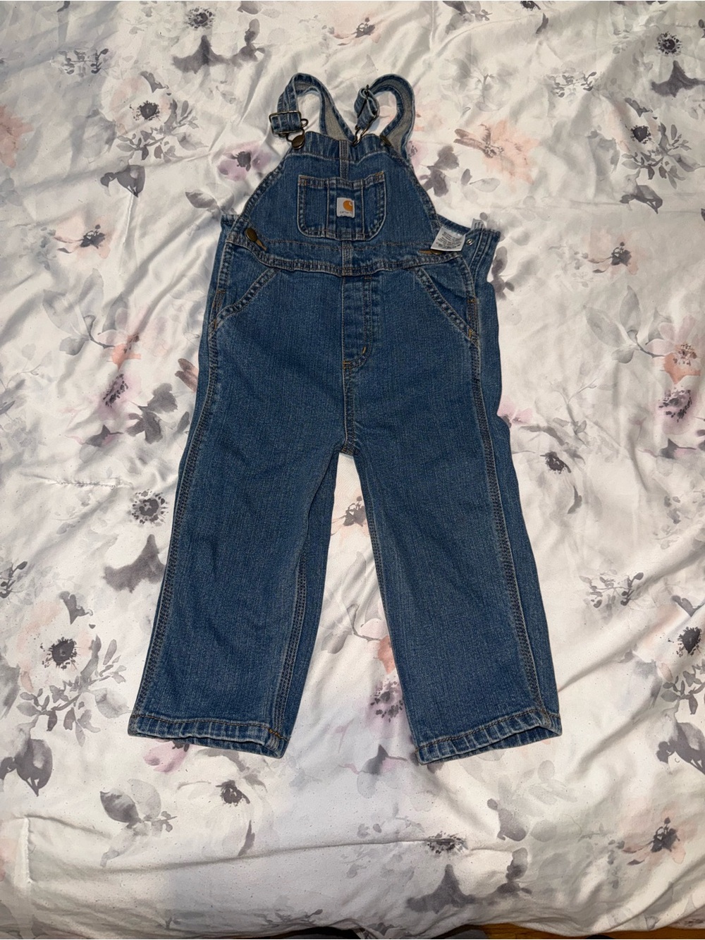 Carhartt Kids Denim Blue Overalls with Front Pocket